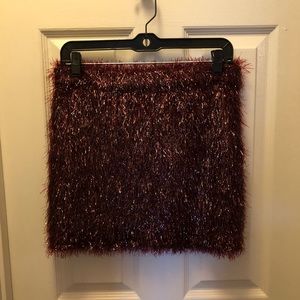 Furry Burgundy  mini skirt large